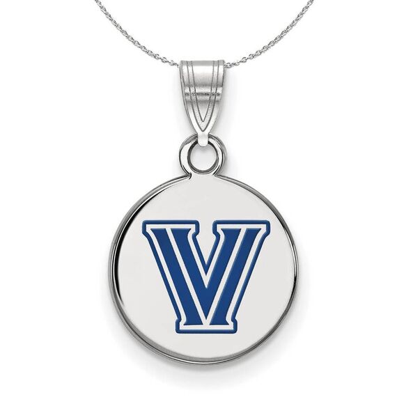 Sterling Silver Villanova U. Small Enamel Disc Necklace - 24 Inch - Picture 1 of 8